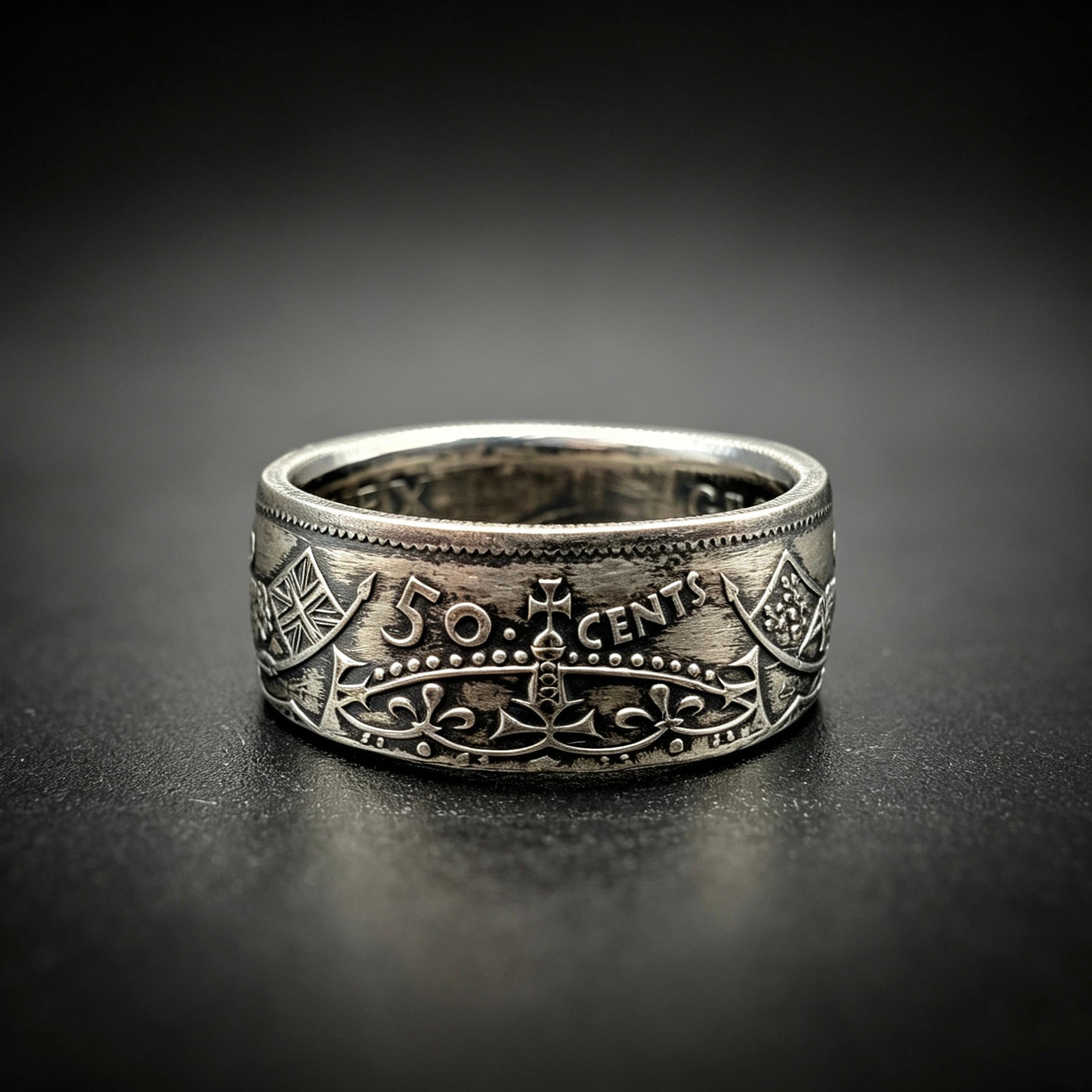 Blue Diamond Canadian Coin Ring