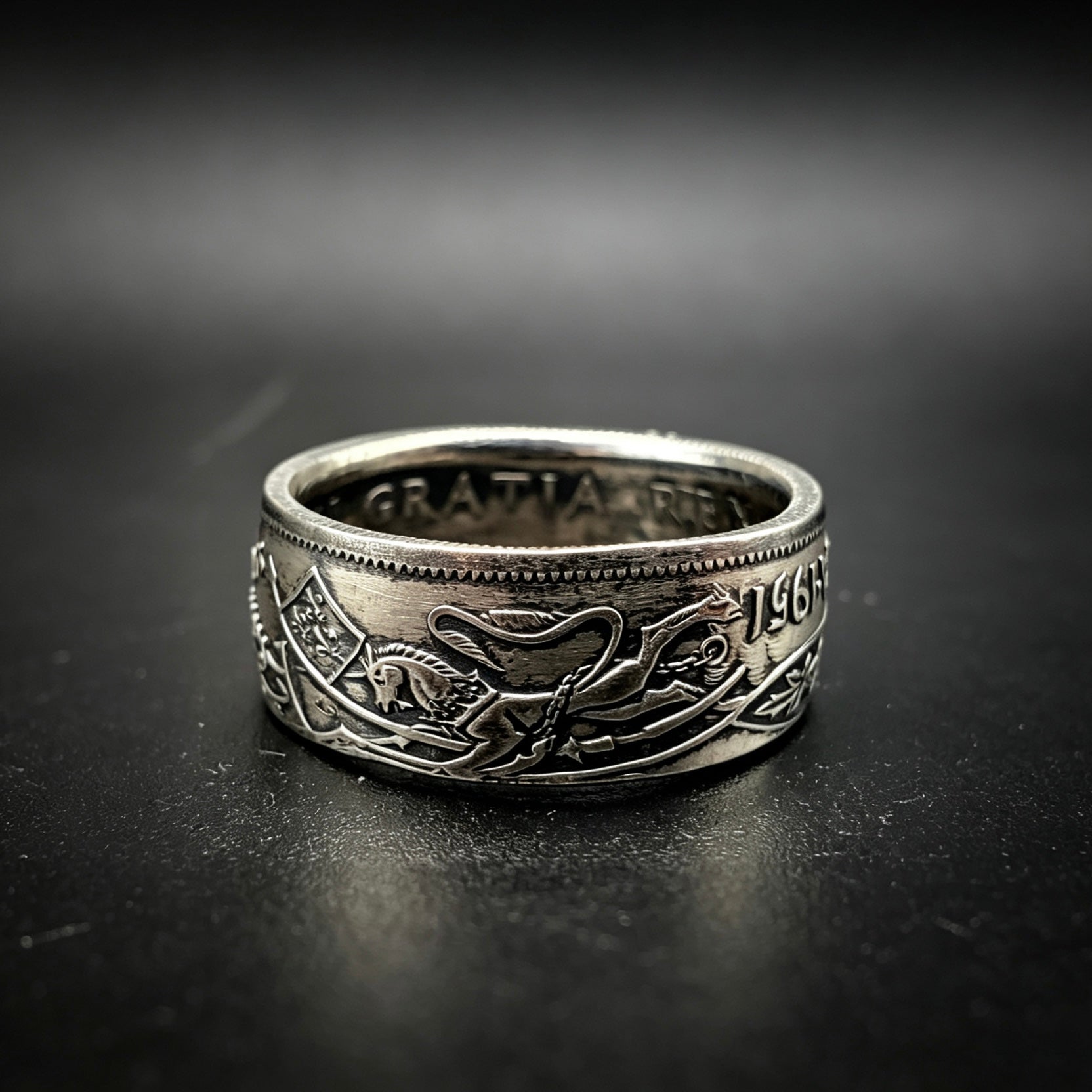 Blue Diamond Canadian Coin Ring