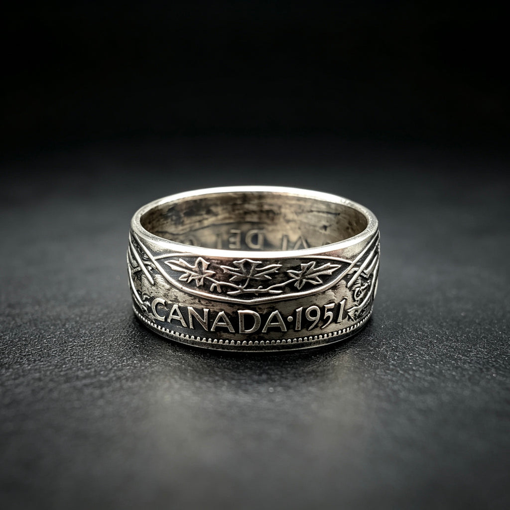 Blue Diamond Canadian Coin Ring