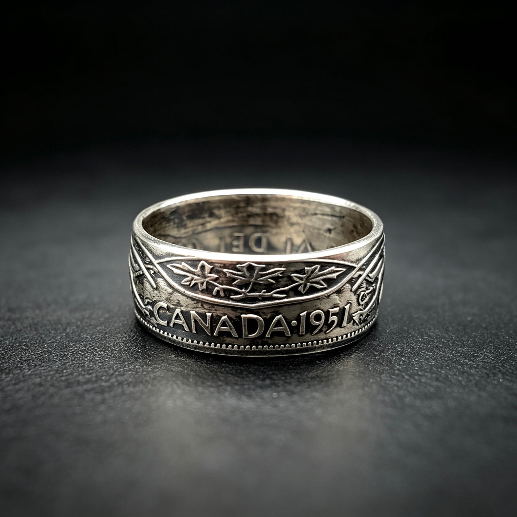 Blue Diamond Canadian Coin Ring