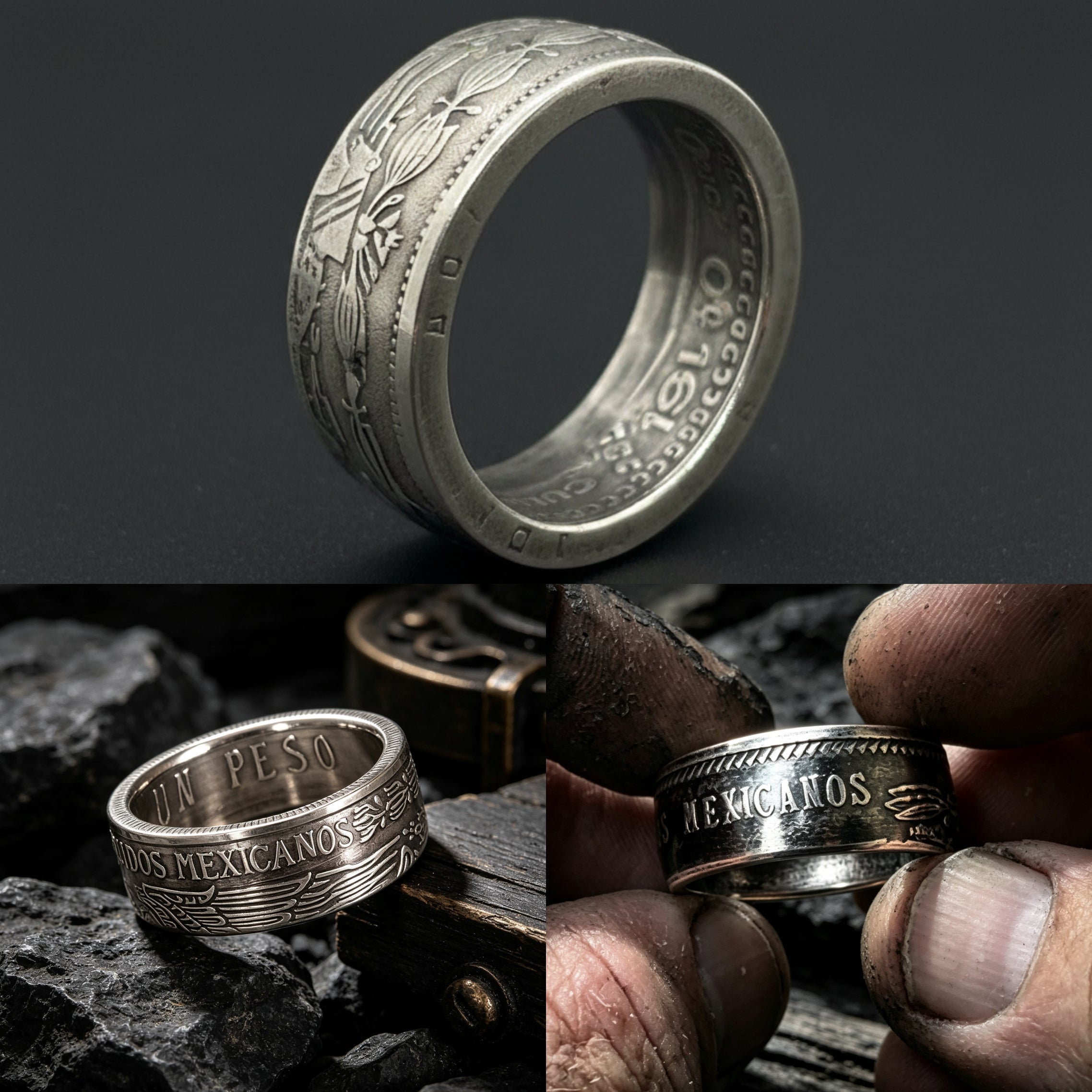 Mexican Pesos Silver Coin Ring