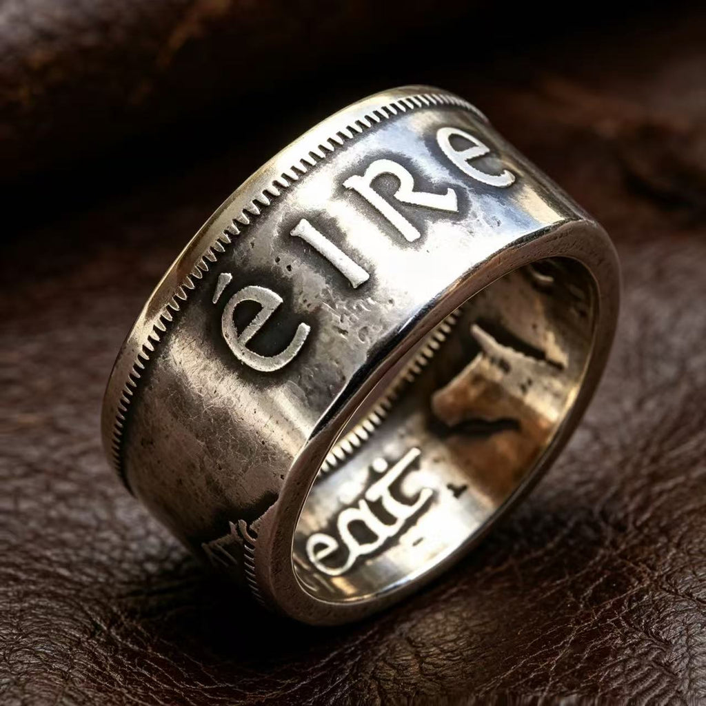 🇮🇪Irish Hunter Coin Ring | 1963 Irish Half Crown 2/6 Ireland EIRE coin