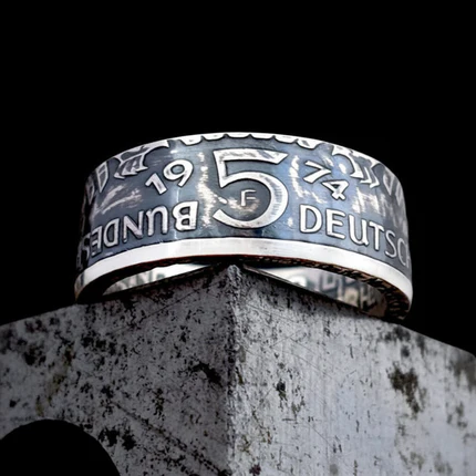 German 5 Mark Silver Coin Ring