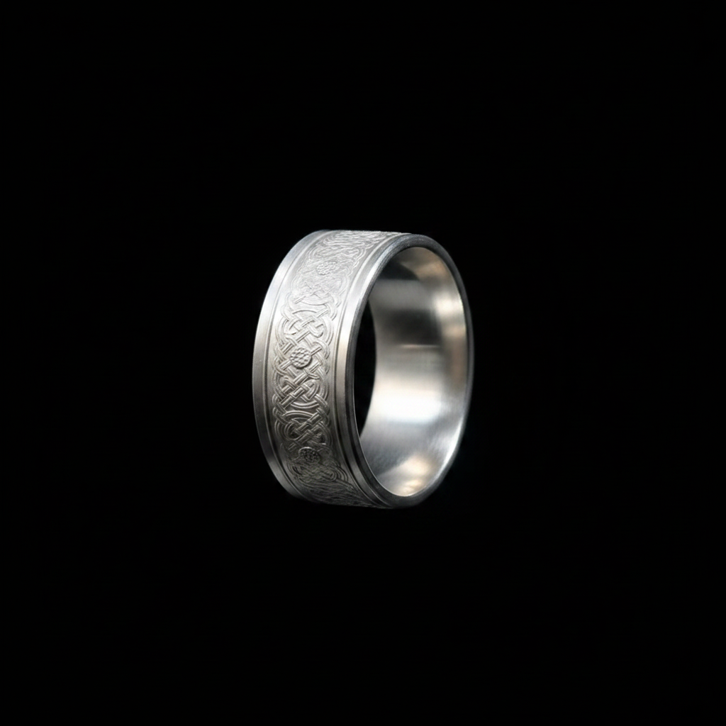 Celtic Knot Coin Ring — Dark Background No Hands