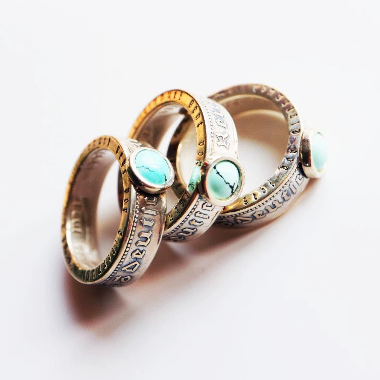 Mark Turquoise Inlaid Vintage Ring
