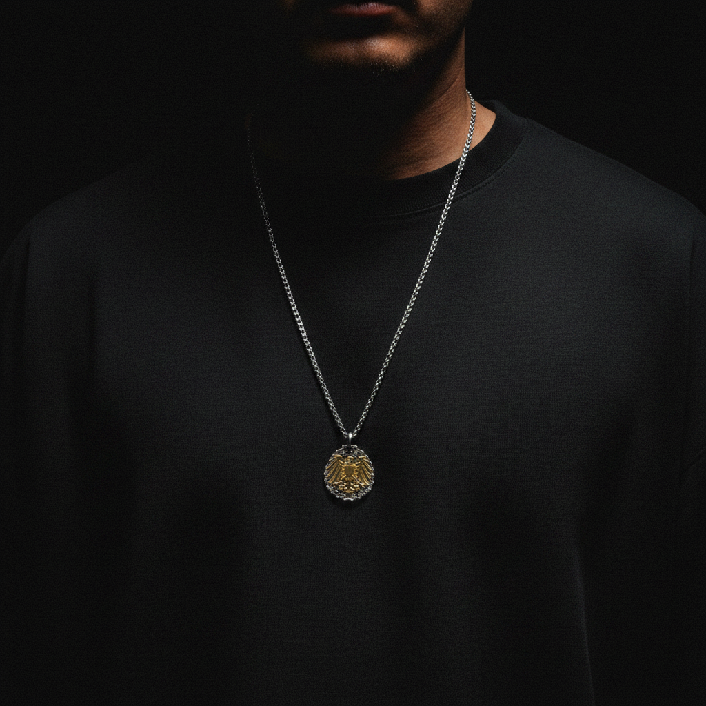 Drei Mark Necklace Worn - Dark 1:1