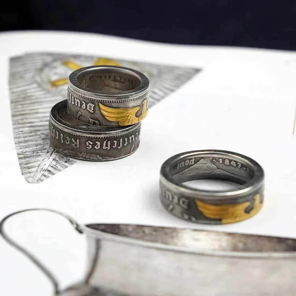 German Mark Silver Coin Ring
