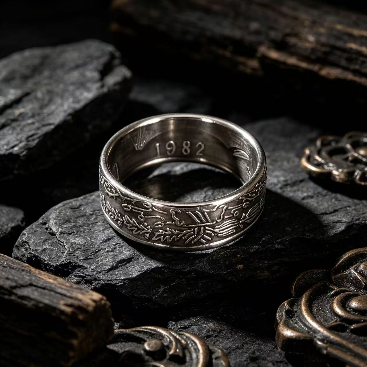 Mexican Pesos Silver Coin Ring