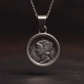 Mercury Dime Pendant Front - Dark