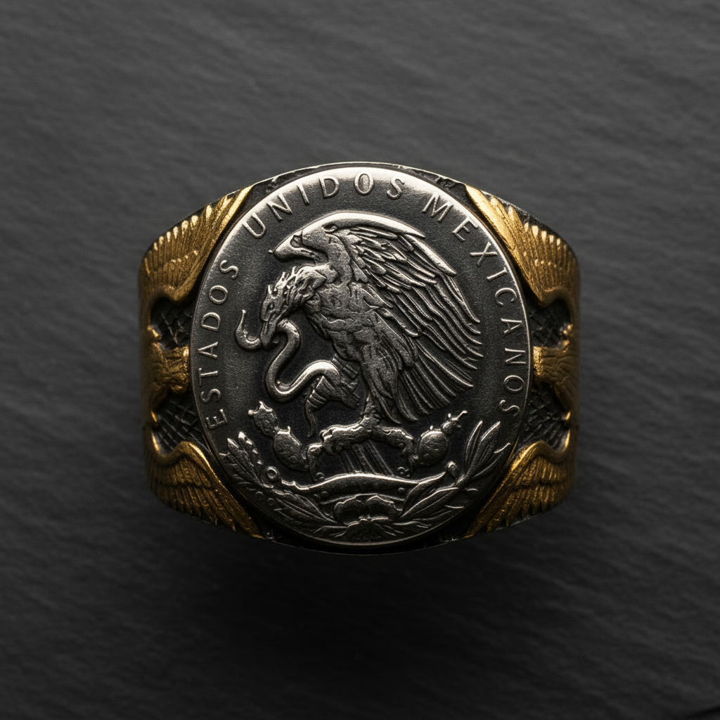 Mexican Coin Ring Slate
