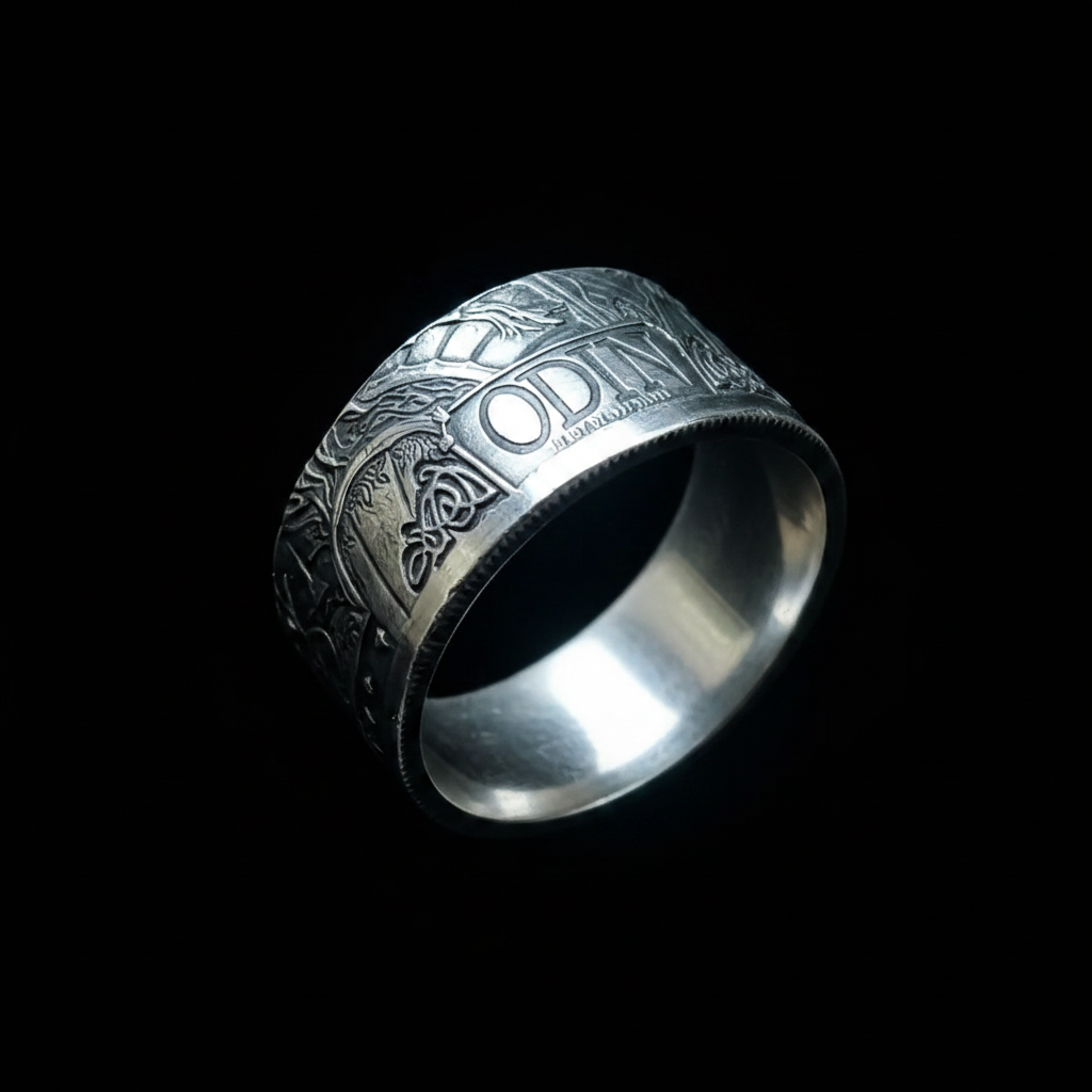 ODIN Viking Coin Ring - Dark Background