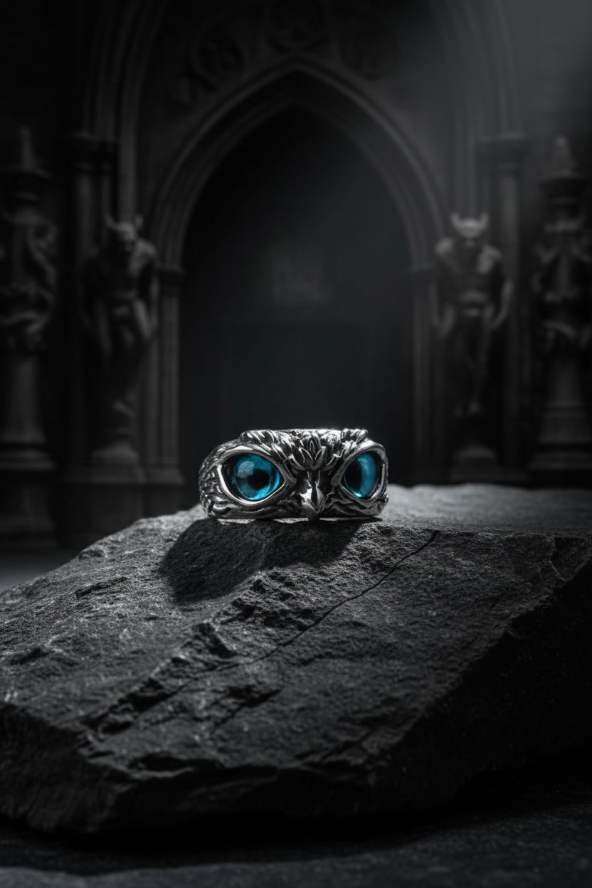 Owl Ring Dark Gothic Style