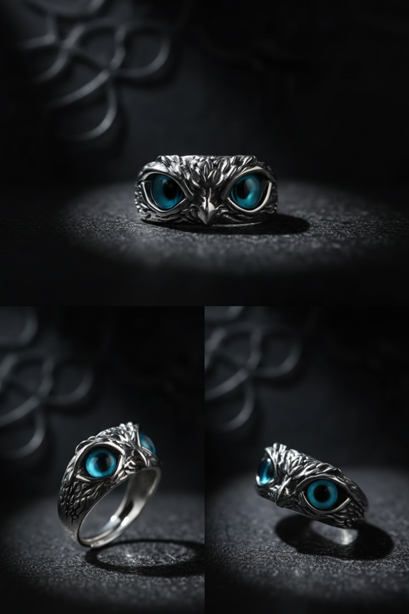 Owl Ring Multi-angle Dark Style