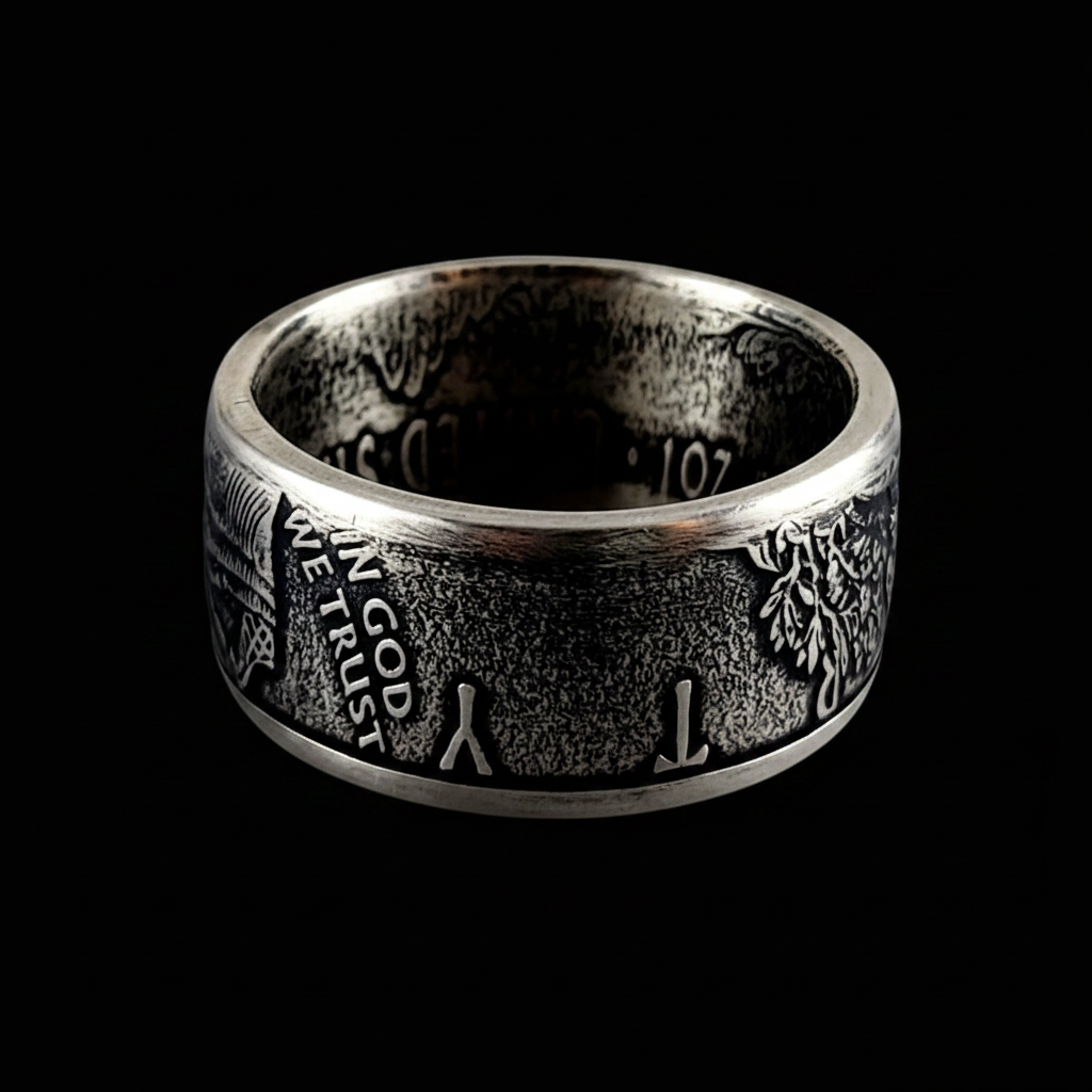 Silver Coin Ring Dark 1