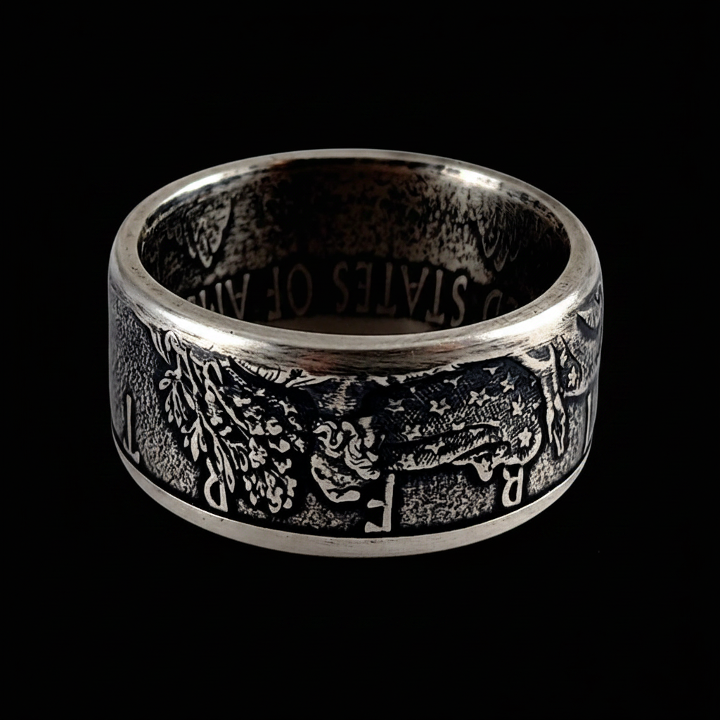 Silver Coin Ring Dark 2