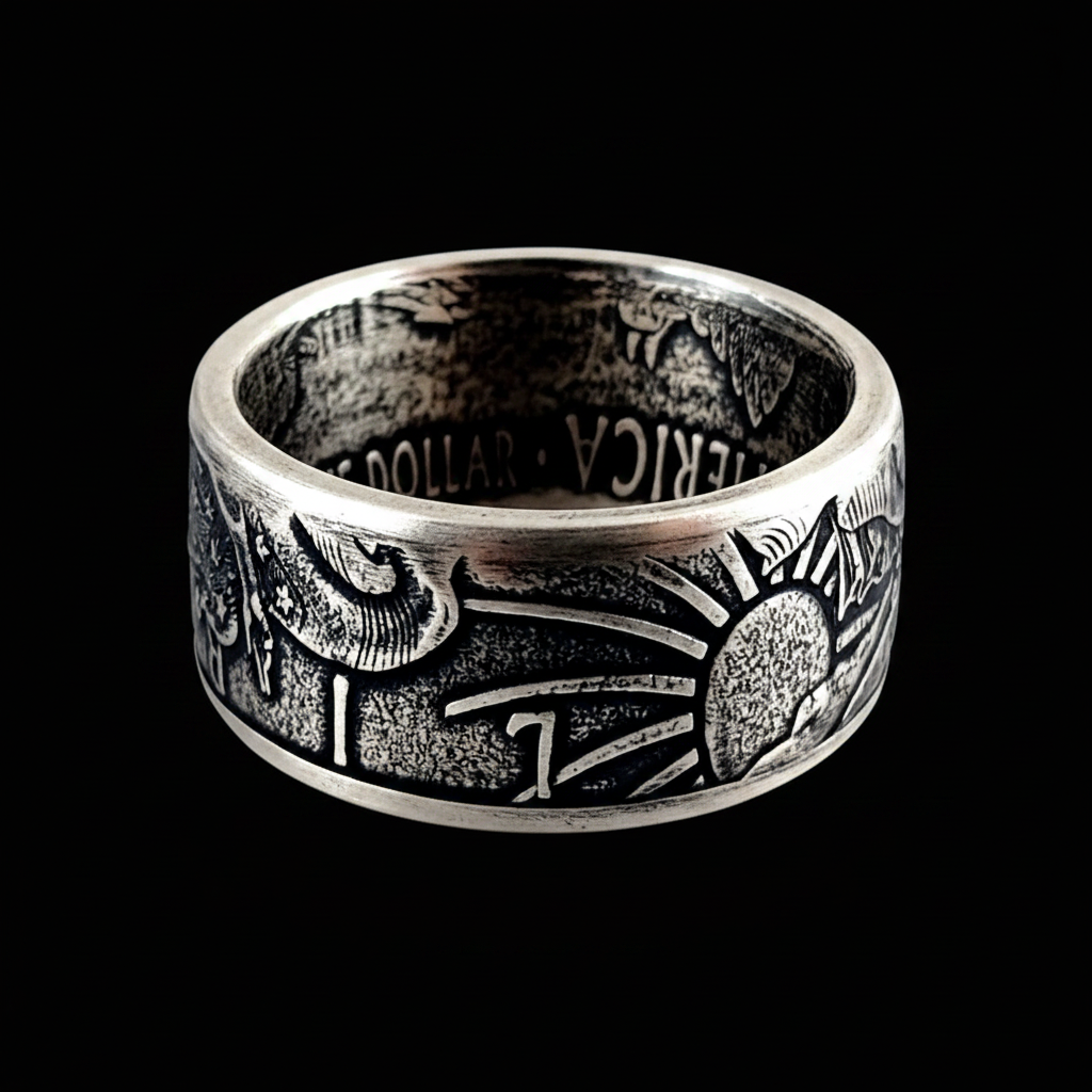Silver Coin Ring Dark 2