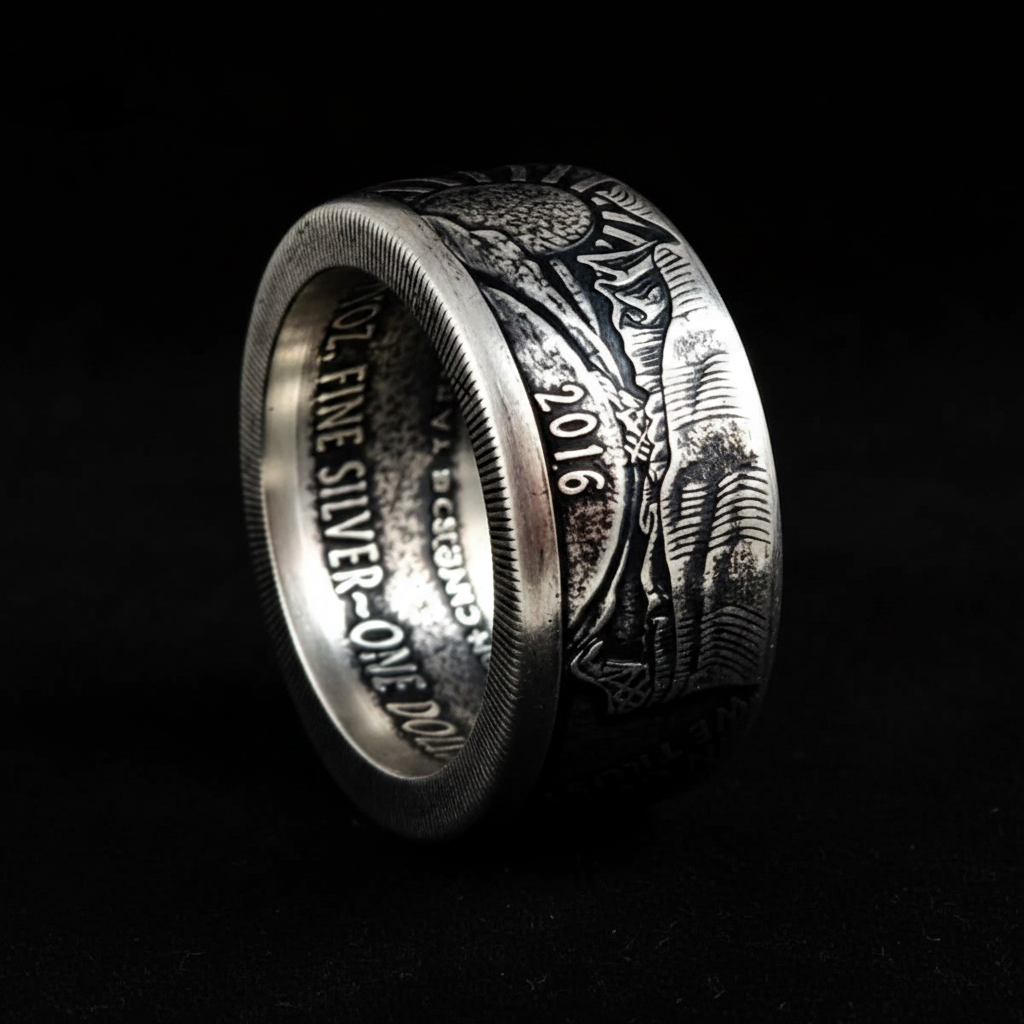 Silver Coin Ring - Dark Moody 1