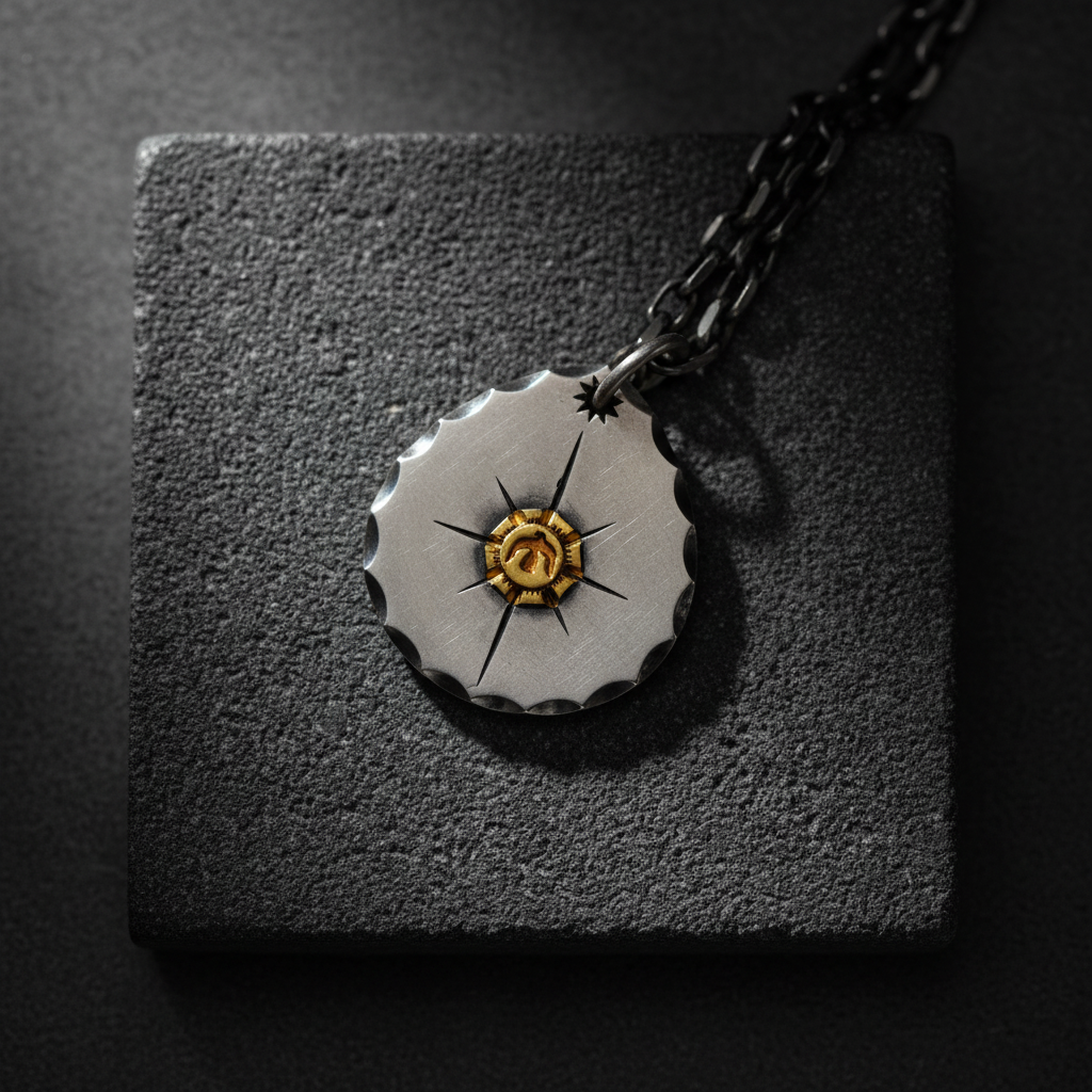 Star compass pendant with chain