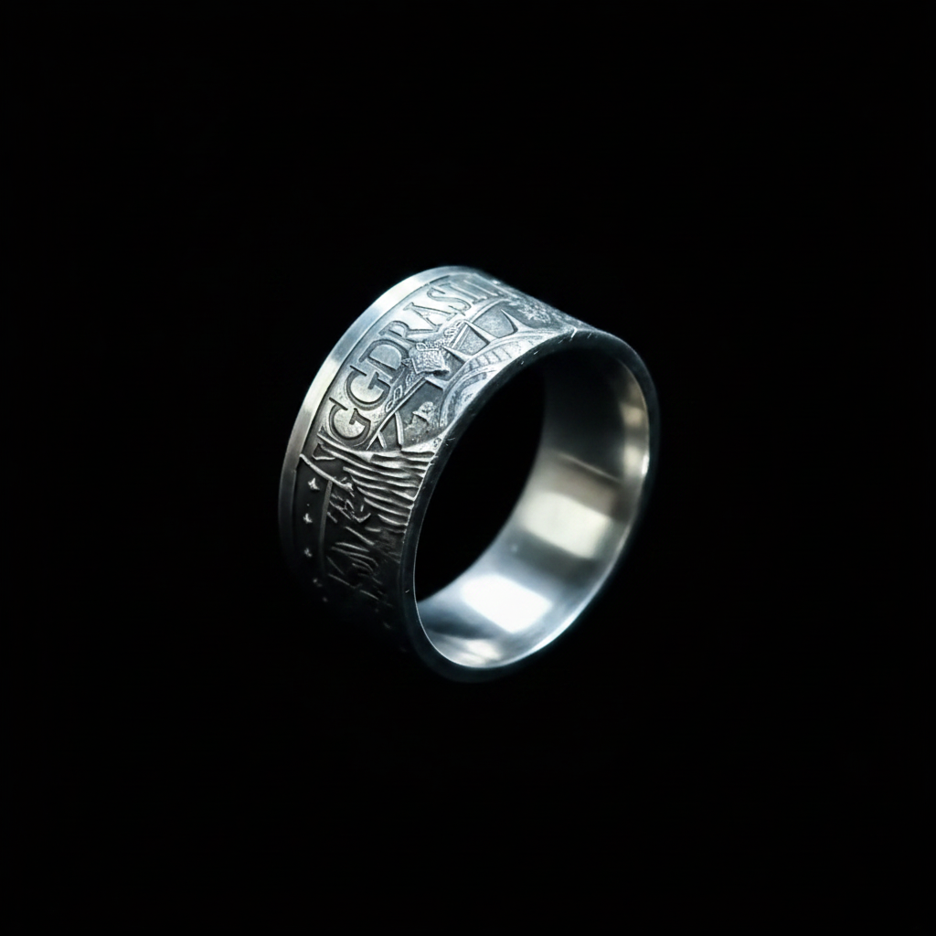 YGGDRASIL Viking Coin Ring - Dark Background
